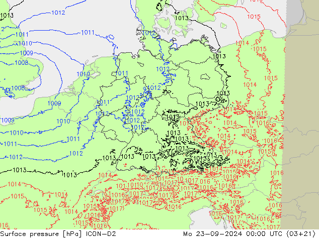 Luchtdruk (Grond) ICON-D2 ma 23.09.2024 00 UTC