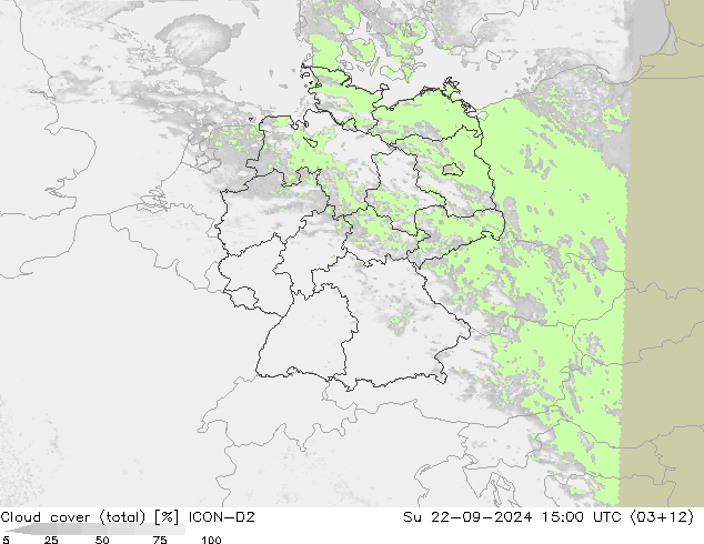 Bewolking (Totaal) ICON-D2 zo 22.09.2024 15 UTC