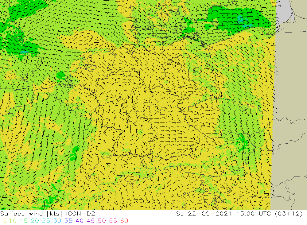 Rüzgar 10 m ICON-D2 Paz 22.09.2024 15 UTC