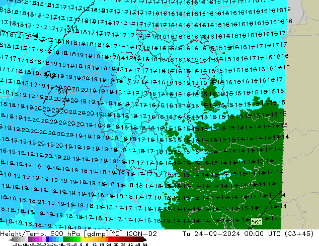 Height/Temp. 500 hPa ICON-D2 Tu 24.09.2024 00 UTC