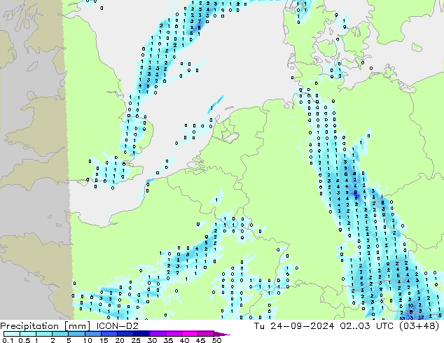 Niederschlag ICON-D2 Di 24.09.2024 03 UTC