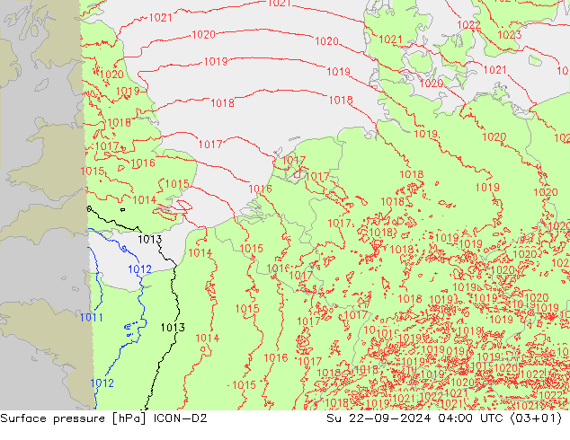 Yer basıncı ICON-D2 Paz 22.09.2024 04 UTC