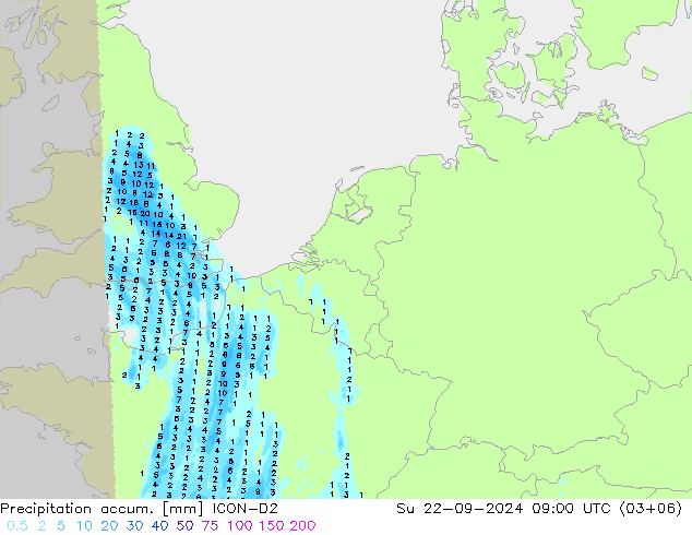 Nied. akkumuliert ICON-D2 So 22.09.2024 09 UTC