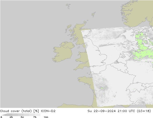 Bewolking (Totaal) ICON-D2 zo 22.09.2024 21 UTC