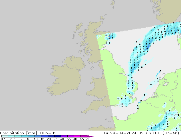 Precipitation ICON-D2 Tu 24.09.2024 03 UTC