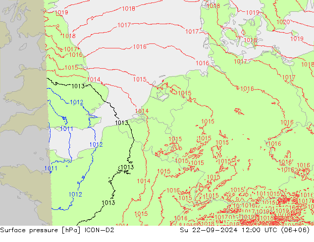 приземное давление ICON-D2 Вс 22.09.2024 12 UTC