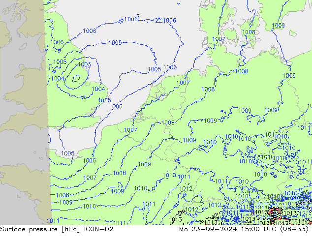 приземное давление ICON-D2 пн 23.09.2024 15 UTC