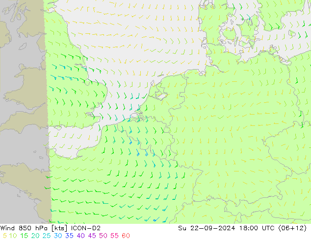 Wind 850 hPa ICON-D2 So 22.09.2024 18 UTC