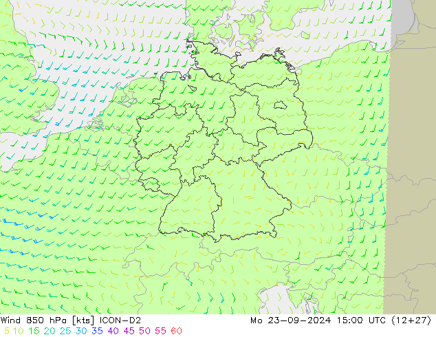 Wind 850 hPa ICON-D2 Po 23.09.2024 15 UTC