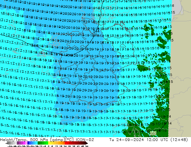 Height/Temp. 500 hPa ICON-D2 Ter 24.09.2024 12 UTC