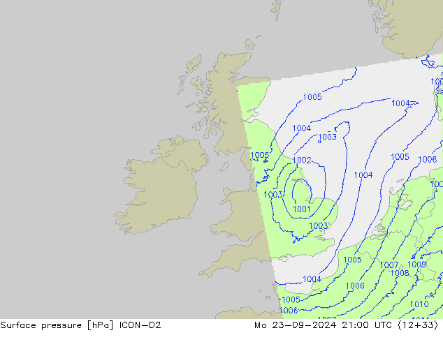 Bodendruck ICON-D2 Mo 23.09.2024 21 UTC