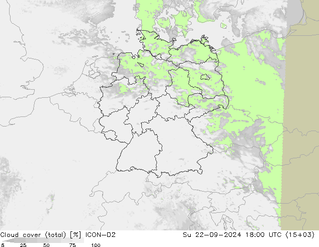 Wolken (gesamt) ICON-D2 So 22.09.2024 18 UTC