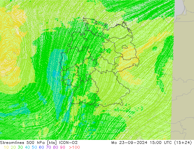 Stroomlijn 500 hPa ICON-D2 ma 23.09.2024 15 UTC