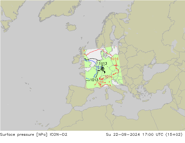 地面气压 ICON-D2 星期日 22.09.2024 17 UTC