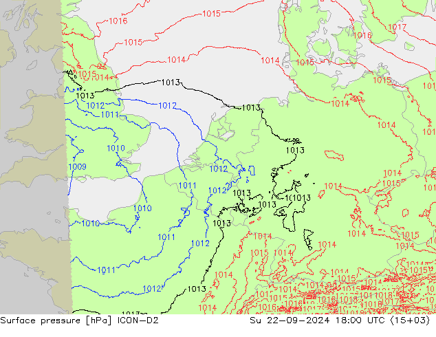 地面气压 ICON-D2 星期日 22.09.2024 18 UTC