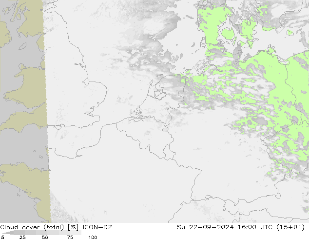 Nubi (totali) ICON-D2 dom 22.09.2024 16 UTC