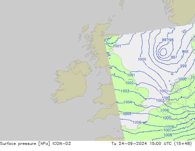 Luchtdruk (Grond) ICON-D2 di 24.09.2024 15 UTC