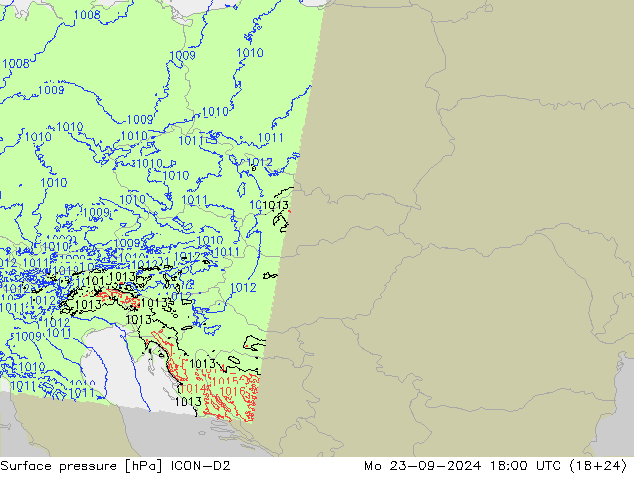 Bodendruck ICON-D2 Mo 23.09.2024 18 UTC