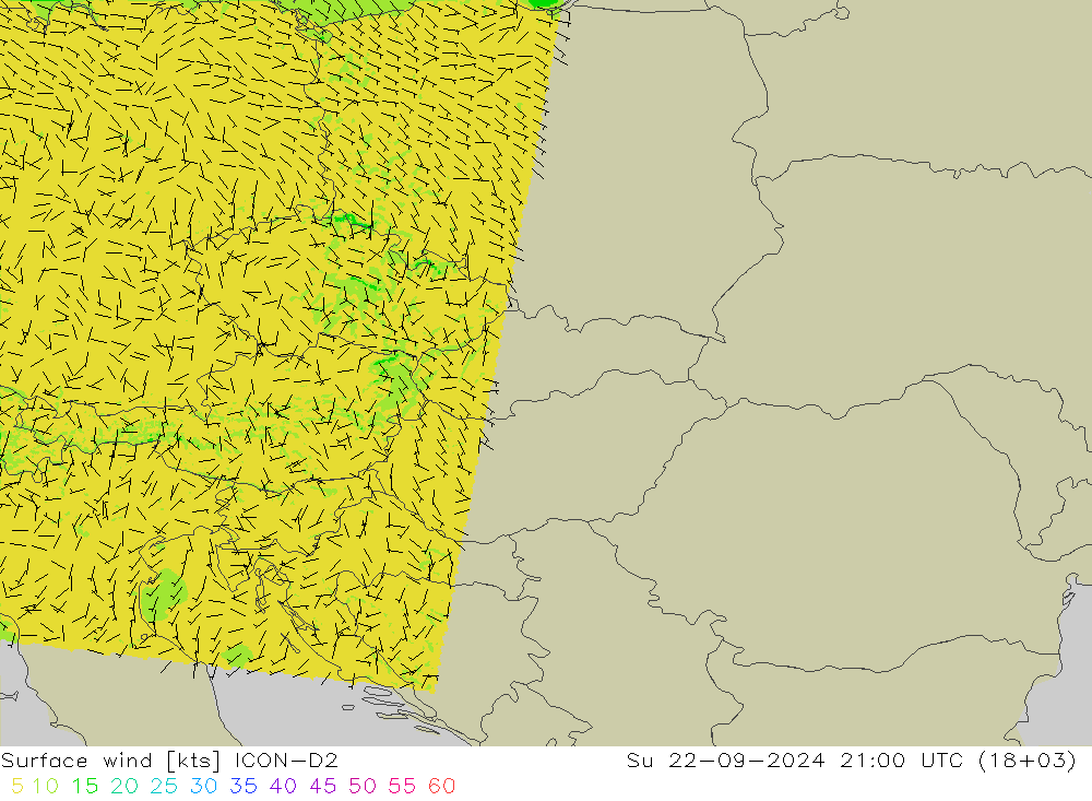 Surface wind ICON-D2 Ne 22.09.2024 21 UTC