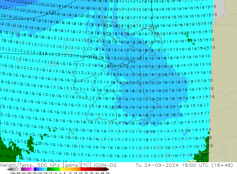 Height/Temp. 500 гПа ICON-D2 вт 24.09.2024 18 UTC