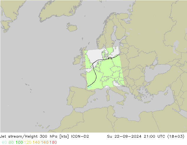 高速氣流 ICON-D2 星期日 22.09.2024 21 UTC