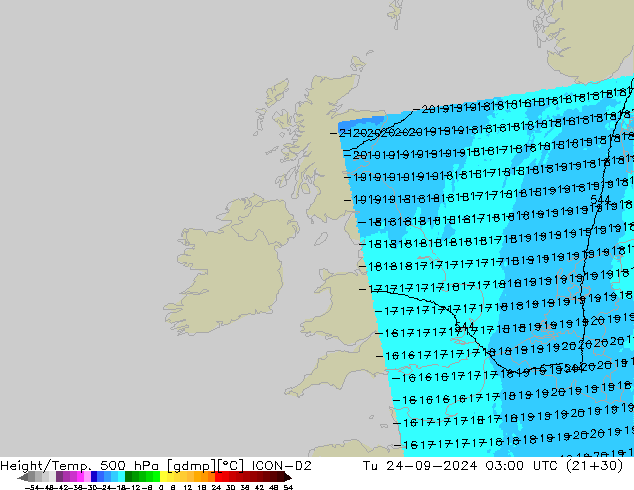 Height/Temp. 500 hPa ICON-D2 Di 24.09.2024 03 UTC