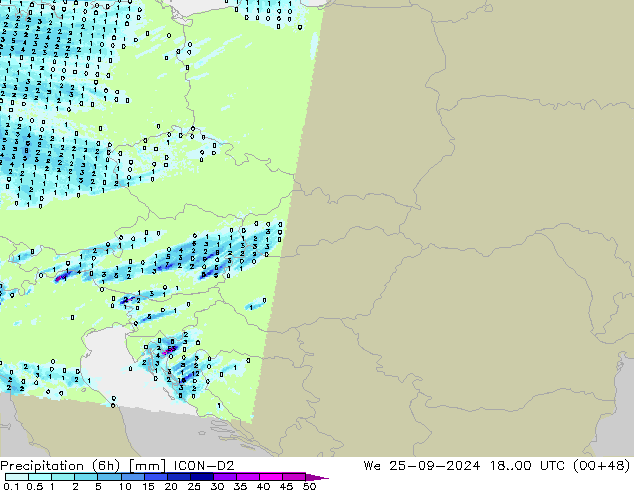 opad (6h) ICON-D2 śro. 25.09.2024 00 UTC