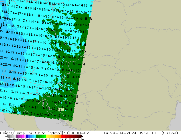 Height/Temp. 500 hPa ICON-D2 Tu 24.09.2024 09 UTC