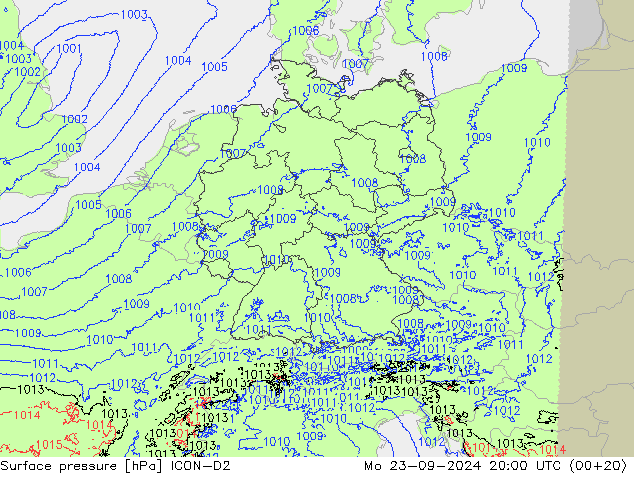 Bodendruck ICON-D2 Mo 23.09.2024 20 UTC