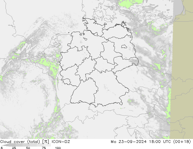 nuvens (total) ICON-D2 Seg 23.09.2024 18 UTC