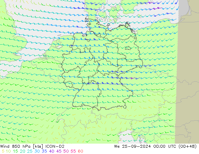  850 hPa ICON-D2  25.09.2024 00 UTC