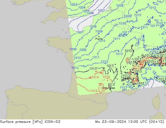 Bodendruck ICON-D2 Mo 23.09.2024 12 UTC