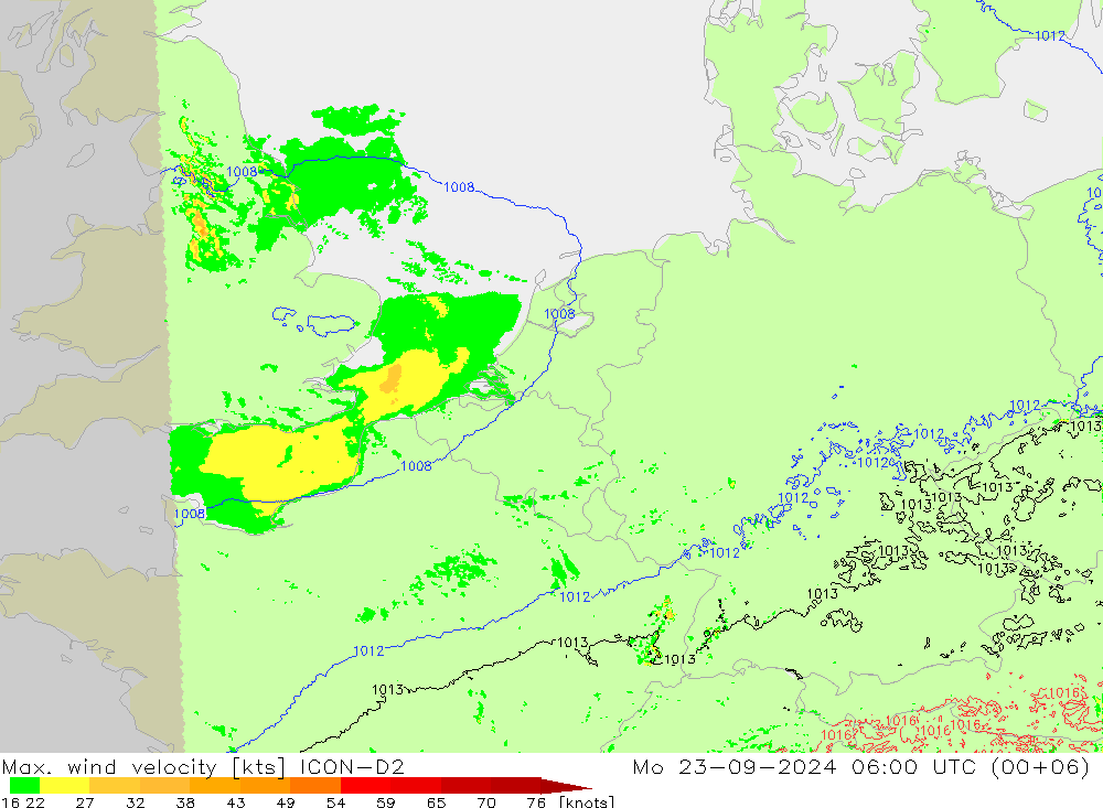 Windböen ICON-D2 Mo 23.09.2024 06 UTC