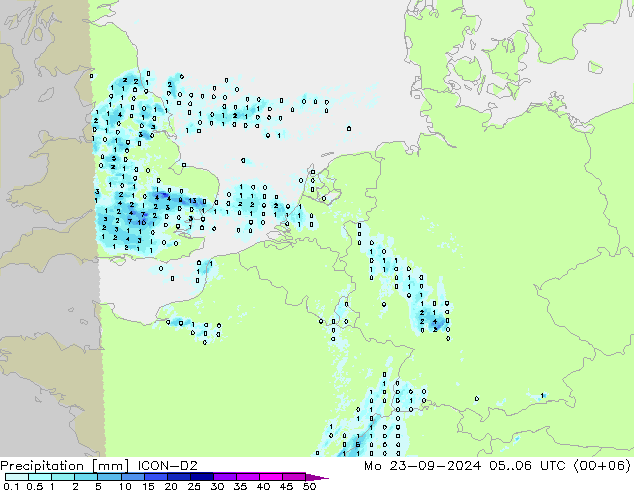 Niederschlag ICON-D2 Mo 23.09.2024 06 UTC