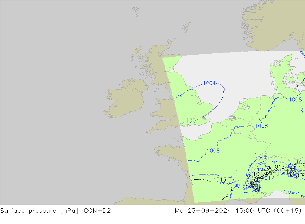 pression de l'air ICON-D2 lun 23.09.2024 15 UTC