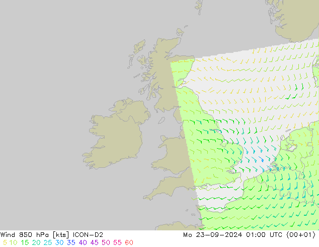 Vento 850 hPa ICON-D2 Seg 23.09.2024 01 UTC