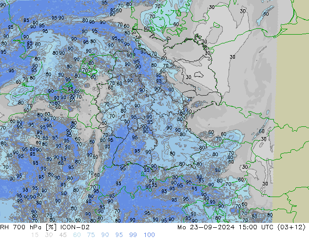 700 hPa Nispi Nem ICON-D2 Pzt 23.09.2024 15 UTC