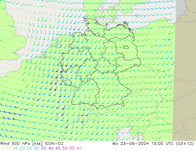 Wind 500 hPa ICON-D2 Mo 23.09.2024 15 UTC