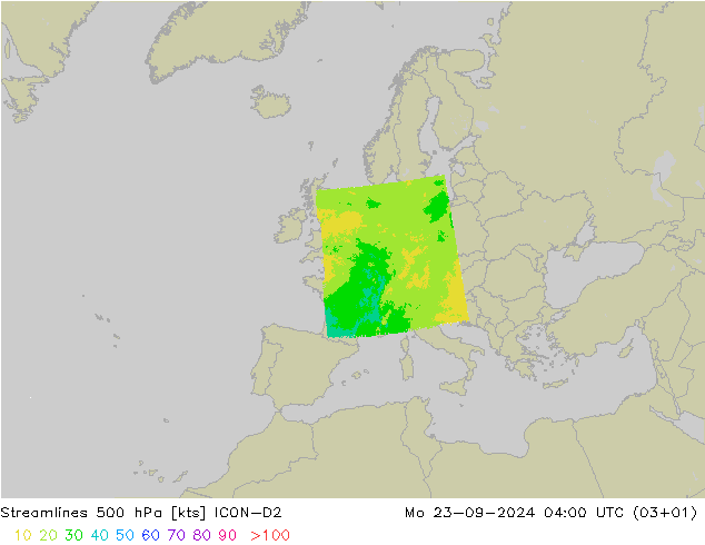 Stromlinien 500 hPa ICON-D2 Mo 23.09.2024 04 UTC