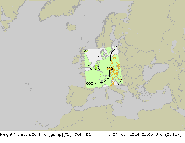 Hoogte/Temp. 500 hPa ICON-D2 di 24.09.2024 03 UTC