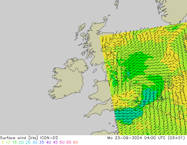 Surface wind ICON-D2 Mo 23.09.2024 04 UTC