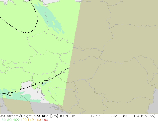 Jet stream/Height 300 hPa ICON-D2 Tu 24.09.2024 18 UTC