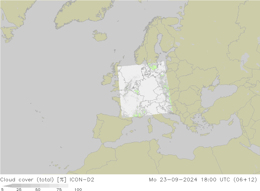 Nubi (totali) ICON-D2 lun 23.09.2024 18 UTC