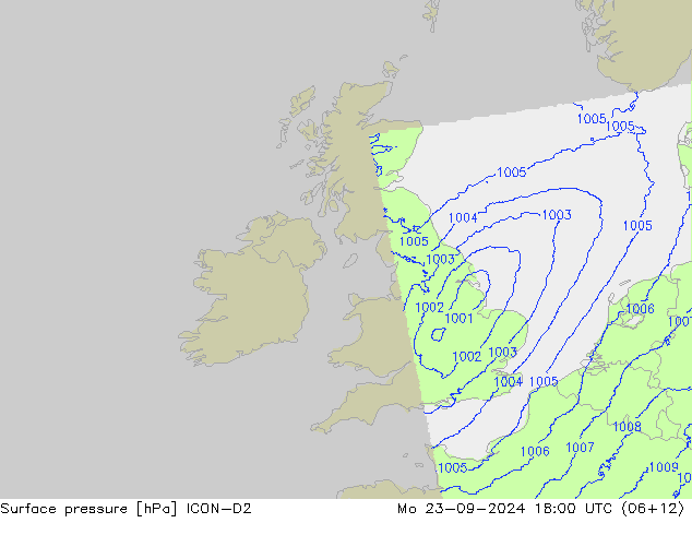 Luchtdruk (Grond) ICON-D2 ma 23.09.2024 18 UTC