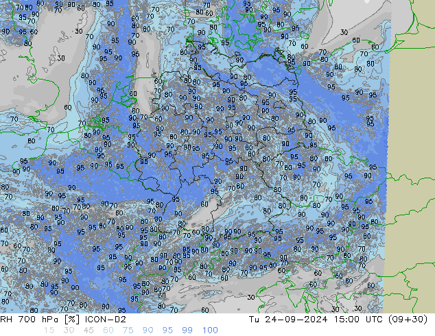 RH 700 hPa ICON-D2 mar 24.09.2024 15 UTC