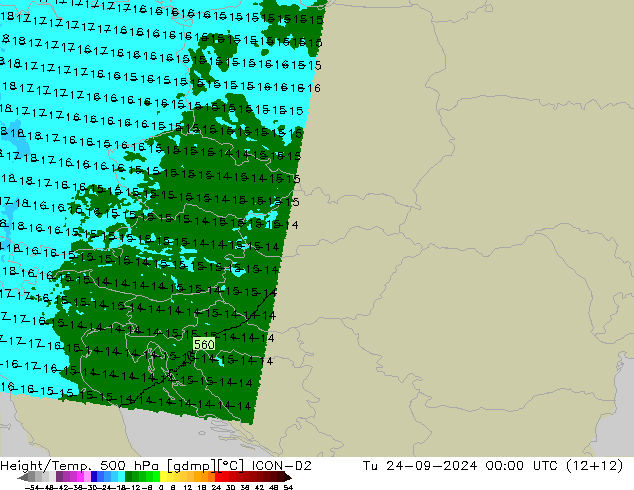 Height/Temp. 500 гПа ICON-D2 вт 24.09.2024 00 UTC