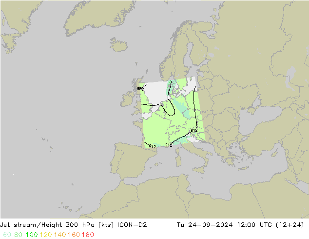 Corrente a getto ICON-D2 mar 24.09.2024 12 UTC