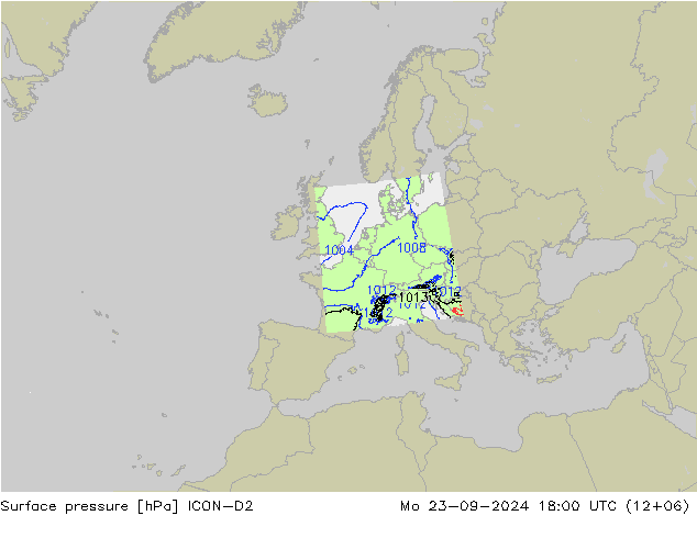 Surface pressure ICON-D2 Mo 23.09.2024 18 UTC