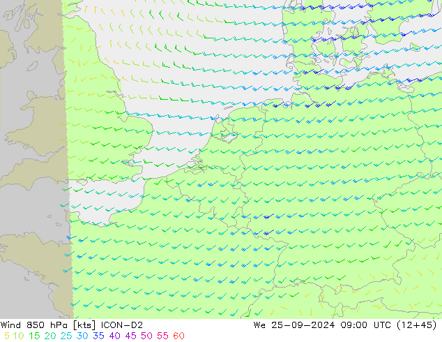 Wind 850 hPa ICON-D2 St 25.09.2024 09 UTC