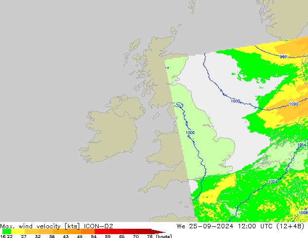 Windböen ICON-D2 Mi 25.09.2024 12 UTC